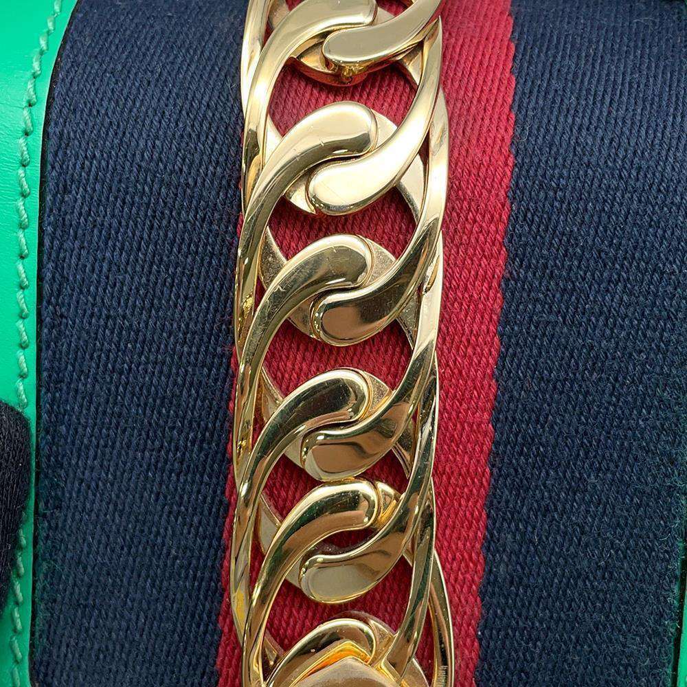 Gucci Sylvie Shoulder Bag Handbag Chain Motif White - Picture 9 of 12